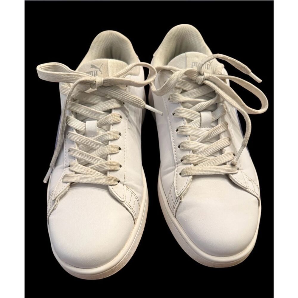 PUMA Softfoam Smashic Sneakers in White/Silver/Violet Sz. 9.5